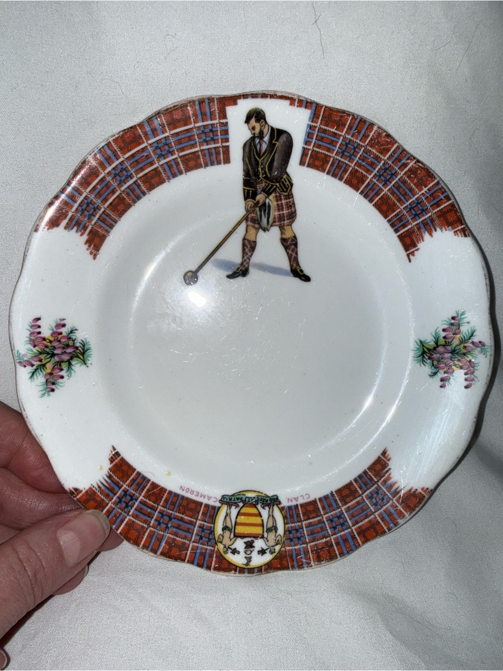 Vintage Golfing Plaid Accent Dinner Plate -by Royal Standard